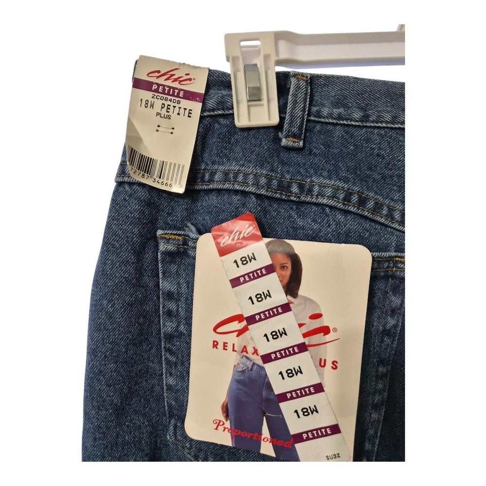 Vintage 90s‎ Chic Jeans NWT 18W Petite Plus High Rise Relaxed Fit Blue Denim - Picture 3 of 5